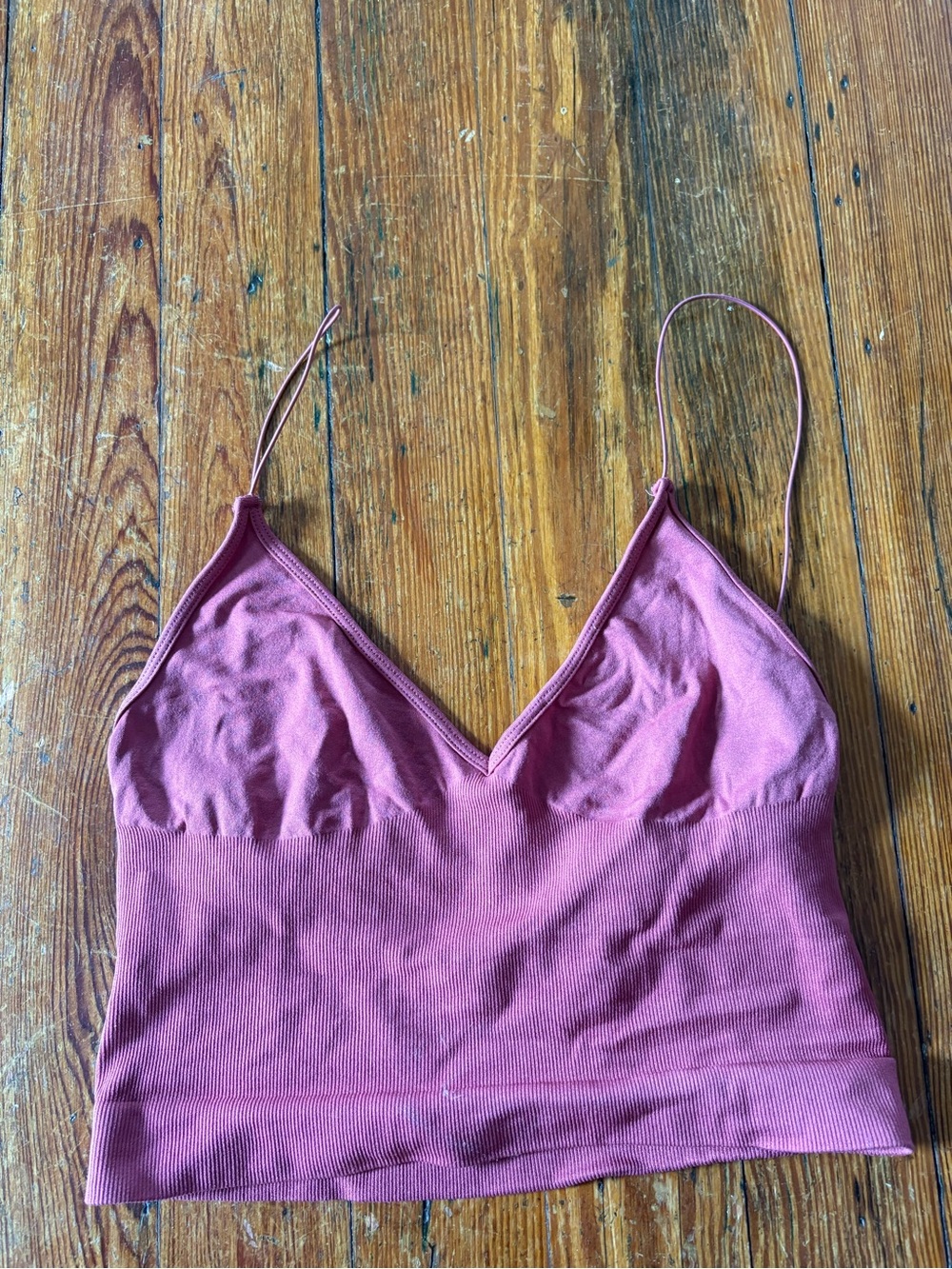 Free People Ribbed V-Neck Cami Tank Top - Rose